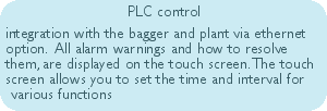 PLC control

integration with the bagger and plant via ethernet